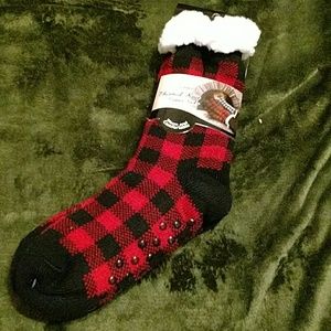 Plaid thermal knit socks L
